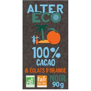 ALTER ECO Tablette Chocolat Noir 100% Cacao et Orange Bio & Équitable 90 g - Publicité