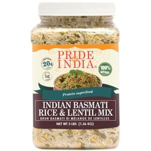 Pride Of India Indian White Basmati Rice & Lentil Kitchari Mix (Mélange indien de riz basmati blanc et de lentilles pour kitchari) -3 Pound Jar (Bocal de 3 lbs)- Protein Superfood - Publicité