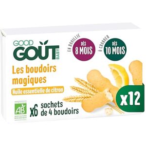 Good Goût Boudoirs À L'Huile Essentielle De Citron Biscuits Bébé Dès 8 mois Sans Huile De Palme Fabriqués En France 12x120g (12x6 Sachets Individuels) - Publicité