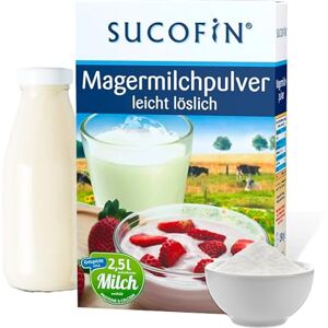 SUCOFIN Lait écrémé en poudre 27 x 250 g Paquet avantageux Facile à soluble Idéal comme blanc de café et pour la cuisine, la pâtisserie, les céréales, les desserts, parfait pour le restaurant, - Publicité