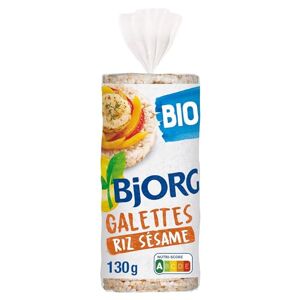 BJORG Galettes Riz Sésame Bio Sans gluten Céréale complète 130 g Lot de 6 - Publicité