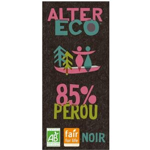 ALTER ECO Tablette Chocolat Noir 85% Bio & Équitable Chocolat Pérou Goût Fruité & Corsé 100 g - Publicité