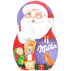 Milka Calendrier de l’Avent Père Noël 24 Chocolats + 24 Activités Ludiques Idée Cadeau Noël Chocolat à Offrir 236 g - Publicité