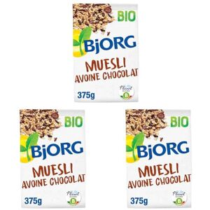 BJORG Muesli Avoine Chocolat Bio Muesli Croustillant aux Céréales Complètes Sachet 375 g (Lot de 3) - Publicité