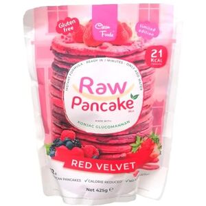 CleanFoods Pancakes Raw Pancake Red Velvet Pack de 425g I Glucomannane de Konjac I seulement 21 calories par pancake I Préparation en 2 minutes I Sans gluten I Sans graisse I Sans sucre - Publicité