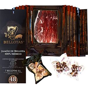 7 BELLOTAS Jambon 100% Ibérique   Fabriqué à partir de Porcs Ibériques Nourris aux glands et Processus de Curation Naturelle   Jamon Pata Negra Iberico Bellota   48 Mois   En tranches 30 X 100 gr. Publicité