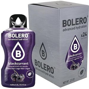 Bolero Boléro BLACKCURRANT 24x3g   Jus en poudre sans sucre, édulcoré à la stévia + vitamine C   pour enfants et sportifs   sans gluten, végétalien   goût cassis - Publicité