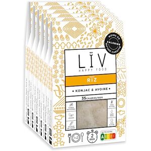 LIV HAPPY FOOD LÏV Happy Food Riz de Konjac Riz sans gluten Konjac & Farine d'Avoine Vegan, Gluten Free, Faible en calorie Box de 6 paquets x 200g - Publicité