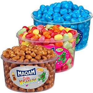 HARIBO maoam, Juego de 3, cola lanzador Blue, fruta lanzador, dragees, kaubonbon, 3600 g latas - Publicité