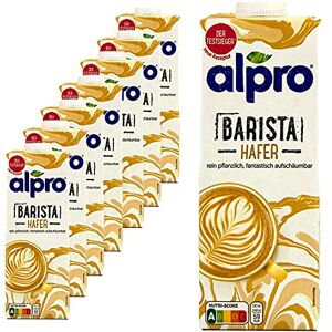 Alpro Lot de 8 boissons d'avoine Barista 1 litre Boisson d'avoine à Oat 100 % végétale pour faire mousser le café, les shakes et les smoothies - Publicité