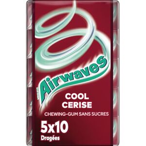 AirWaves Chewing-gum goût Cool Cerise sans sucres 5 paquets de 10 dragées 70g - Publicité