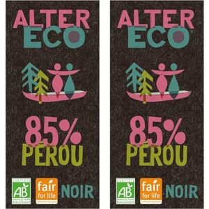 ALTER ECO Tablette Chocolat Noir 85% Bio & Équitable Chocolat Pérou Goût Fruité & Corsé 100 g (Lot de 2) - Publicité