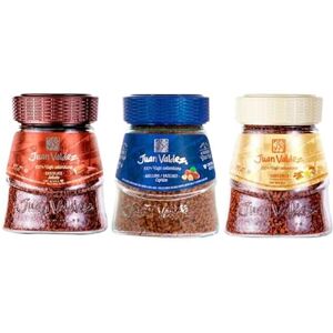 RUUFE Café instantané Juan Valdez noisette vanille cannelle et chocolat (paquet de 3) (95gr/3.3 Oz) Café Juan Valdez Soluble Liofilizado de Avellana vainilla canela y chocolate - Publicité