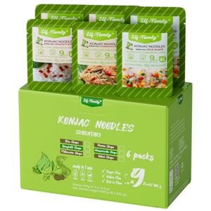 elf-family Premium 3+3 Mixte de Shirataki Noodles Spaghetti/Vermicelles/Riz, Slim 9kcal Low Carb, Instant Konjac Noodles, Keto, Vegan, Sans Gluten, Sans Sucre - Publicité