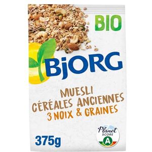 BJORG Muesli Céréales Anciennes 3 Noix & Graines Céréales Complètes Réduit En Sucres 375G - Publicité