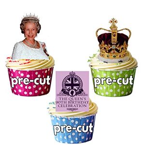 AK Giftshop Reine de 90ème anniversaire Gâteau – 12 décorations comestibles pour cupcakes col montant - Publicité