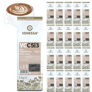 Venessa Cappuccino Chocolate VC5/3 Chocolat chaud crémeux Poudre de cacao 20 x 1 kg Avec café soluble et poudre de cacao Convient à toutes les machines à café et à la vente - Publicité