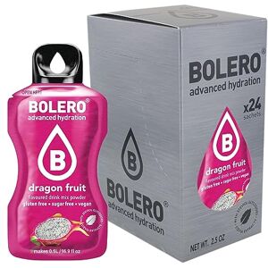 Bolero DRAGON FRUIT 24x3g   Jus en poudre sans sucre, édulcoré à la stévia + vitamine C   pour enfants et sportifs   sans gluten, végétalien   saveur fruit du dragon - Publicité