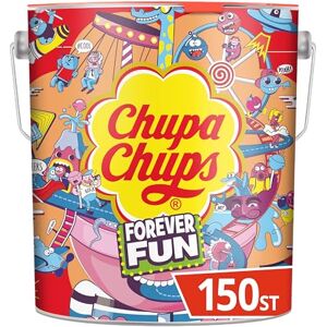 Chupa Chups Seau à sucettes Best of, 150 sucettes dans une boîte de rangement, boîte métallique Pop-Art avec 6 saveurs, bonbons à partager, à offrir, à une fête ou au bureau - Publicité