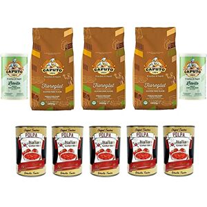 Italian Gourmet E.R. Pack de test Caputo FioreGlut sans gluten sans gluten 1 kg 3 x 1 kg + 2 x Caputo Lievito et Italian Gourmet Polpa di pomodoro Pâte de tomates finement hachée 5 x 400 g - Publicité