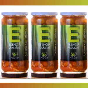 Esencia Andalusí Lot de 3 olives Aliñada Mojo Picón 700 g – Essence Andalusí – Produit Jaén - Publicité