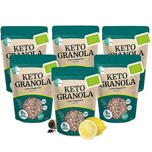 Go-Keto BIO Keto Granola Lemon Poppyseed 6x 290g Muesli Keto pour un petit déjeuner Keto, avec chips de noix de coco, noix, graines de tournesol & pépins de courge, végétalien, sans gluten - Publicité