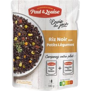 Paul & Louise Envie Du Jour Riz noir aux petits légumes 180g Sachet micro ondable Prêt en 2 min À combiner avec nos sachets de viande ou de poisson - Publicité