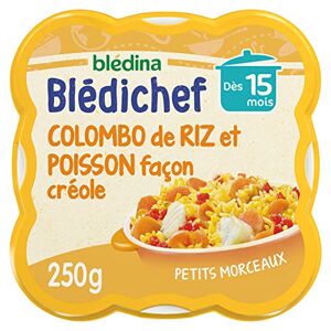 Blédina Blédichef Repas Bébé 15 Mois Plat Bébé Colombo de Riz Poisson façon Créole Petits Morceaux 100% Ingrédients d'Origine Naturelle Dès 15 Mois 1 Assiette de 250g - Publicité