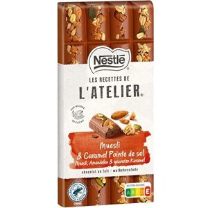 Nestlé Les Recettes de l'Atelier Lait au Muesli Caramel Amande Douceur croustillante au chocolat Gourmandes 170g Le Lot De 4 - Publicité