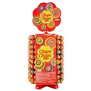 Chupa Chups Roue de 200 Sucettes Sucettes à la Pulpe de Fruit + Sucettes Cola et Milky Présentoir Original Collector des Boulangeries Roue  2,4 Kg - Publicité