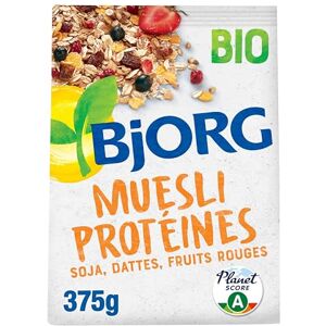 BJORG Muesli Protéines Soja, Dattes, Fruits Rouges Bio Sans Sucres Ajoutés 375 g - Publicité