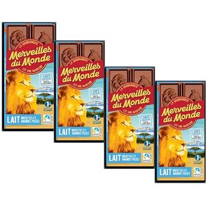 Merveilles du Monde Lot de 4 Tablettes  Chocolat Lait Noisettes et Amandes pilées (4) - Publicité