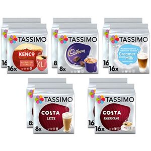 Tassimo Sélection de café  Americano/Costa Americano/Costa Latte/Cadbury Chocolat chaud/crème au lait – 10 paquets (96 portions) - Publicité