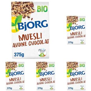 BJORG Muesli Avoine Chocolat Bio Muesli Croustillant aux Céréales Complètes Sachet 375 g (Lot de 5) - Publicité