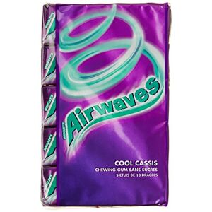 AirWaves 5 Etuis de 10 Chewing-Gums sans Sucres aux Goûts Cool Cassis 70g - Publicité
