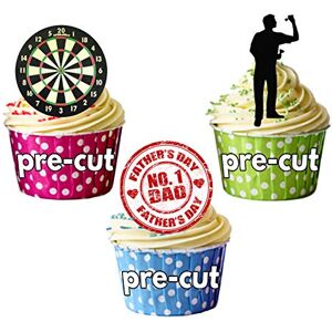 AK Giftshop AKGifts pères Fléchettes Décorations de gâteau – comestibles Cup Cake Toppers (Lot de 12) - Publicité