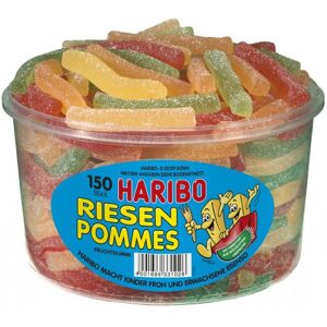 HARIBO Frites Géantes, Bonbons Gélifiés au Goût du Fruit, 150 Pièces, Boîte de 1200 gr - Publicité