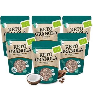Go-Keto BIO Keto Granola Coconut Cocoa 6x 290g Muesli Keto pour un petit déjeuner Keto, avec chips de noix de coco, noix, graines de tournesol & pépins de courge, végétalien, sans gluten - Publicité