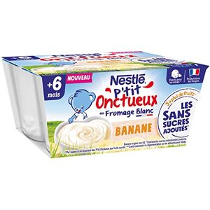 NESTLÉ BÉBÉ P'tit Onctueux Laitage Banane sans sucres ajoutés dès 6 mois 4 x 90g - Publicité
