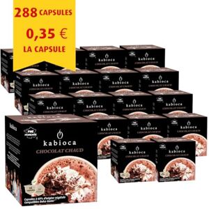 Kabioca Pack 18x16 Chocolat en Capsules compatibles aux machines Nescafé Dolce Gusto® Chocolat Chaud (288 capsules végétales) - Publicité