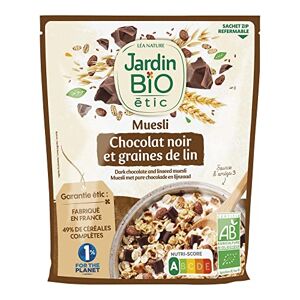 Jardin Bio étic Muesli Chocolat noir et Graines de lin 375g - Publicité