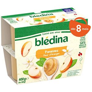 Blédina Coupelles De Fruits Pour Bébé Pommes Fleur d'Oranger Dès 8 Mois Le Pack de 4x100g - Publicité