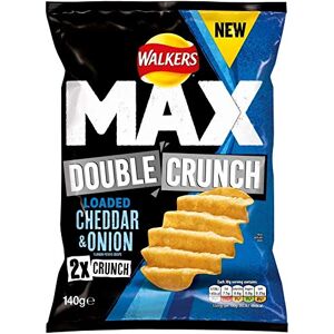 Walkers Max Double Crunch Chips de pommes de terre pour cheddar et oignon 140 g - Publicité