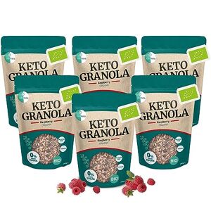 Go-Keto BIO Keto Granola Raspberry 6x 290g Muesli Keto pour un délicieux petit déjeuner Keto, avec chips de noix de coco, noix, graines de tournesol & pépins de courge, végétalien, sans gluten - Publicité