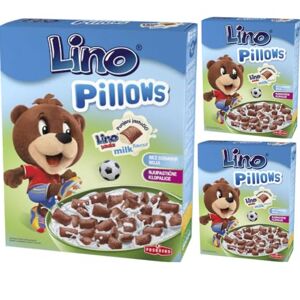 Pufai Lino Pillows Lot de 3 boîtes de 250 g avec garnissage Lino Lada blanc céréales Muesli Cornflakes - Publicité