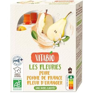 Vitabio Fruits & Fleur Poire Pomme Fleur d'Oranger 4x120 g BIO - Publicité