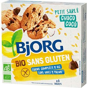 BJORG Petit Sablé Choco Coco Biscuits Bio et Sans Gluten Farine Complète de Riz Sans Huile de Palme Source de Fibres Paquet de 12 150 g - Publicité