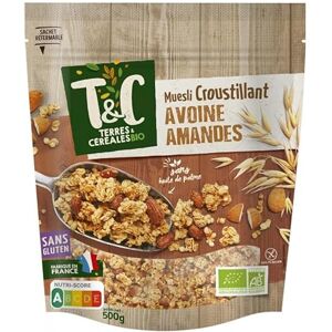 Terres Et Céréales Muesli Croustillant Avoine Bio Sans Gluten 500g Idéal pour une alimentation saine et équilibrée Epicerie Lot De 3 - Publicité