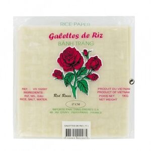Galettes de riz carrees 17CM - Marque Red Roses 1KG/Sachet 4 sachets