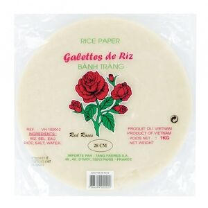 Galettes de Riz 28cm Pour Nems et Rouleaux de Printemps - Marque Red Roses 1kg/Sachet 20 sachets - Publicité